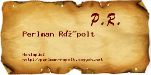 Perlman Rápolt névjegykártya